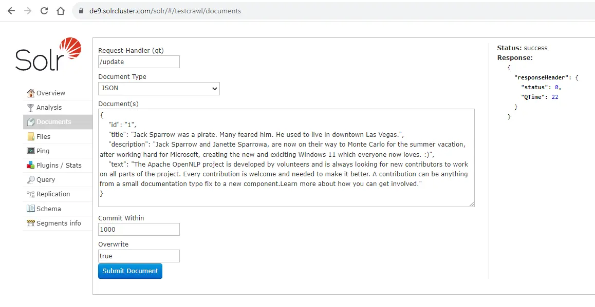 Add Docs to Solr Index