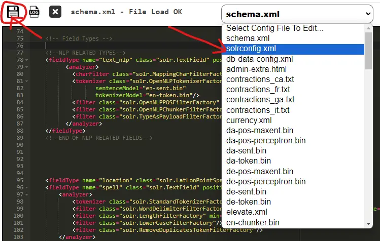 Save schema.xml