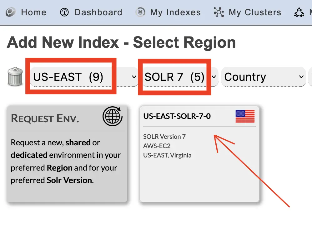 Select Solr Cloud Region