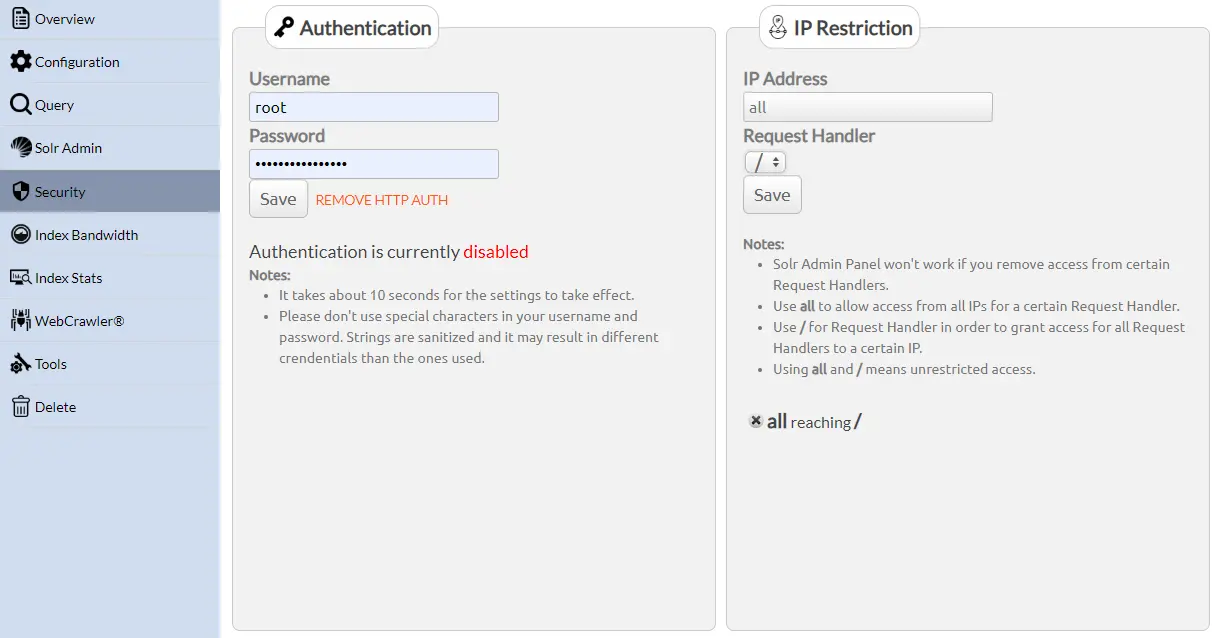 Opensolr Security