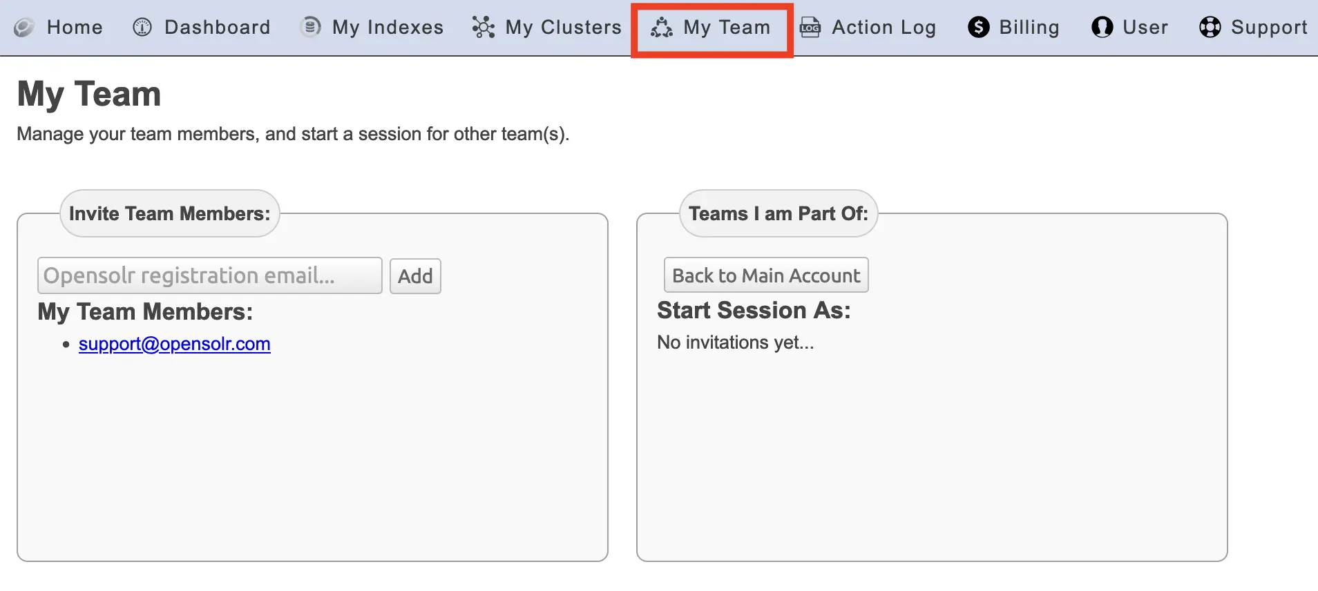 Opensolr Teams Manager Screenshot